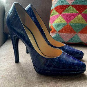 Stunning Royal Blue Snakeskin Casadei Pumps